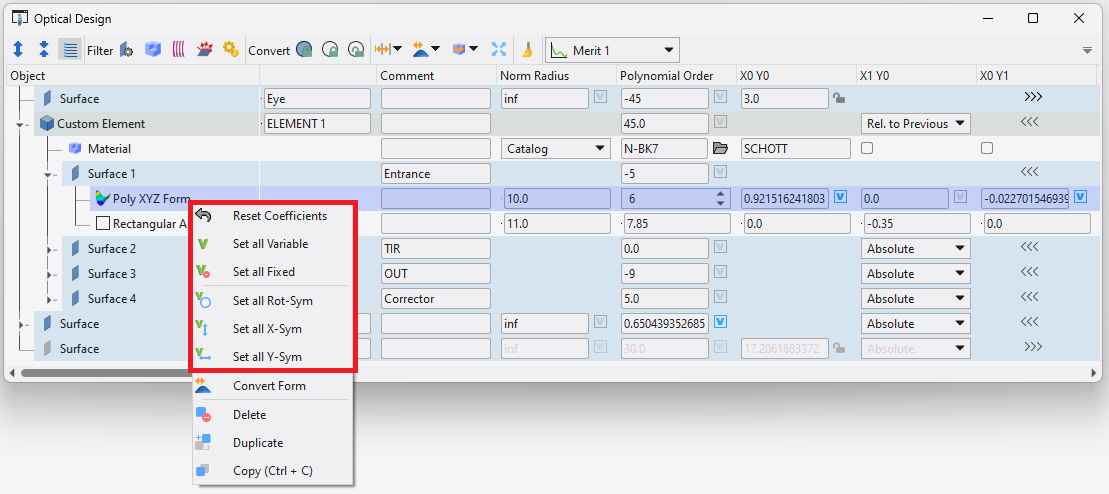 object editor showing xyz polynomial variable tools