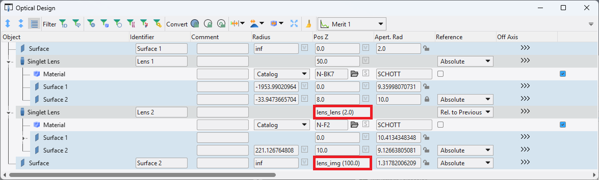 ode_thermparameters optical design editor thermal parameters
